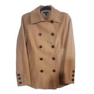 Tommy Hilfiger Women's Pea Coat Size 10 Golden Camel Polyester Wool Shell